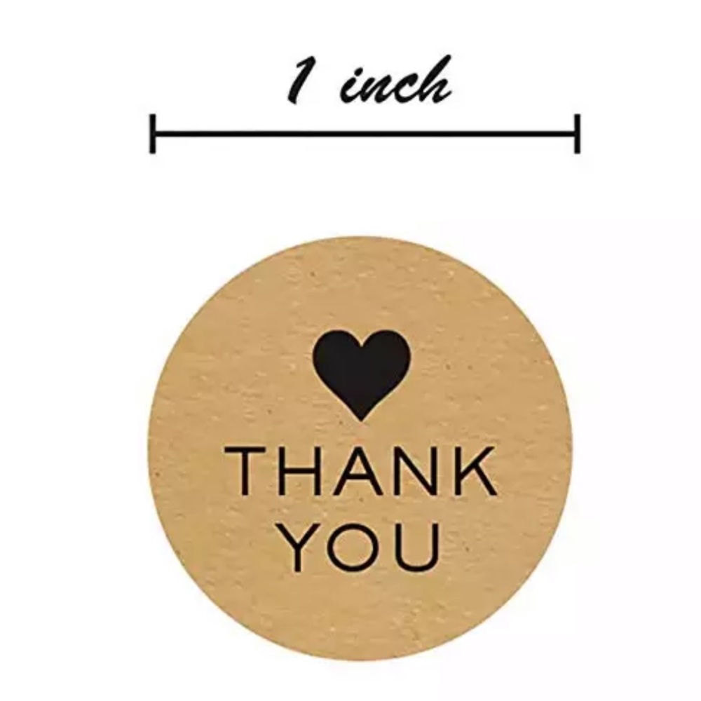500 Thank You Stickers 1”Rounds Kraft PRICE FIRM - Picture 2 of 5